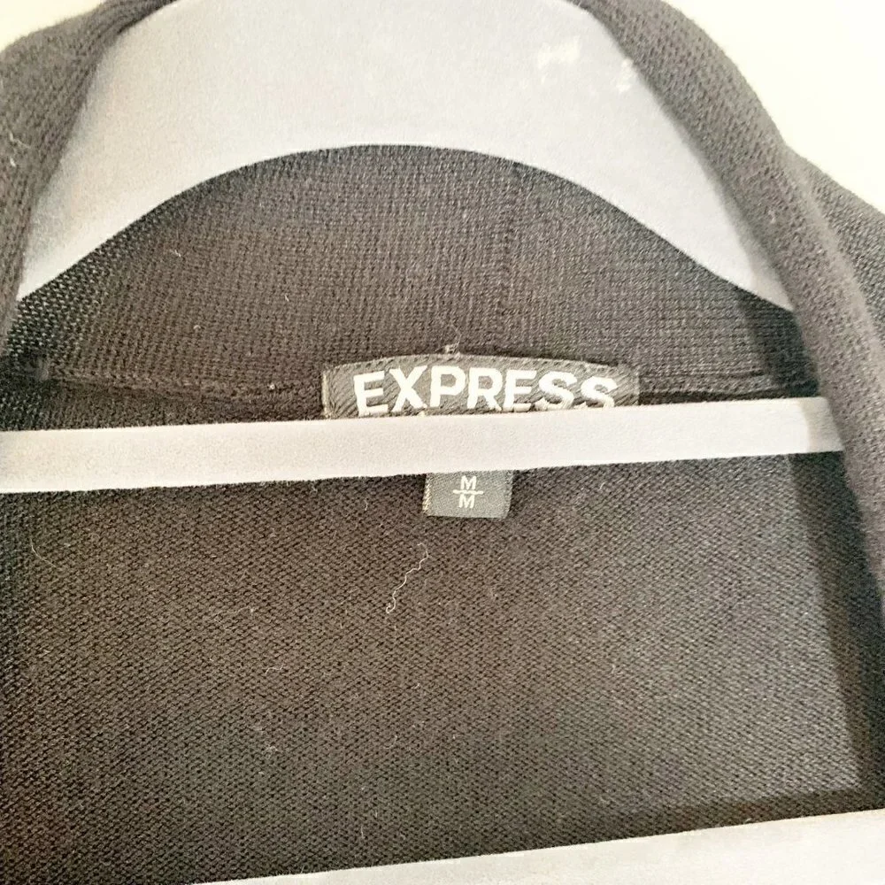 Express Black Wool Blend Open Front Draped Cardigan Sweater‎ Medium